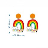 Acrylic Teacher's Day Rainbow Love Apple Brush Earrings