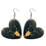 10 styles love resin Deer Butterfly pattern stainless steel Painted Heart earrings