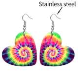 10 styles love resin Colorful devise  pattern stainless steel Painted Heart earrings