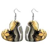 10 styles love resin Golden leaves pattern stainless steel Painted Heart earrings