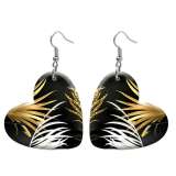 10 styles love resin Golden leaves pattern stainless steel Painted Heart earrings