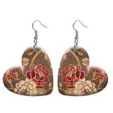 10 styles love resin Retro flower pattern stainless steel Painted Heart earrings