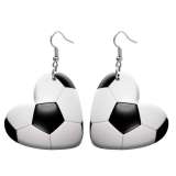 10 styles love resin rugby Baseball  Volleyball Hockey Basketball stainless steel Painted Heart earrings