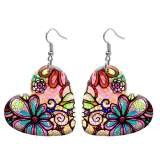 10 styles love resin Colorful Flower  pattern stainless steel Painted Heart earrings