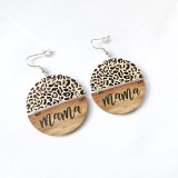 Mother's Day mama sunflower round earrings sunflower butterfly leopard bear mam wooden semicircle earrings