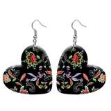 10 styles love resin Flower pattern stainless steel Painted Heart earrings