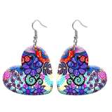 10 styles love resin Colorful Flower  pattern stainless steel Painted Heart earrings