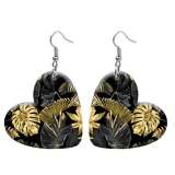 10 styles love resin Golden leaves pattern stainless steel Painted Heart earrings