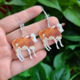 Printed Acrylic Cow Earrings