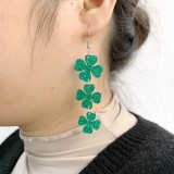 St. Patrick's Day Carnival Green acrylic glitter powder clover lucky grass horseshoe earrings