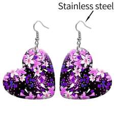 10 styles love resin Flower pattern stainless steel Painted Heart earrings