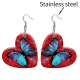 10 styles love resin  Colorful Butterfly pattern stainless steel Painted Heart earrings