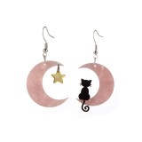 Acrylic cat moon star earrings