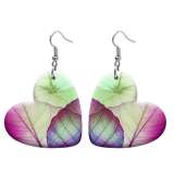 10 styles love resin Colored leaves pattern stainless steel Painted Heart earrings