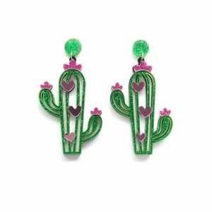 Acrylic flower cactus earrings