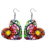 10 styles love resin Colorful Flower  pattern stainless steel Painted Heart earrings