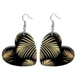 10 styles love resin Golden leaves pattern stainless steel Painted Heart earrings