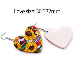 10 styles love resin Colorful pattern stainless steel Painted Heart earrings