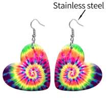 10 styles love resin Colorful devise  pattern stainless steel Painted Heart earrings