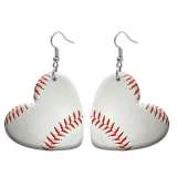 10 styles love resin rugby Baseball  Volleyball Hockey Basketball stainless steel Painted Heart earrings