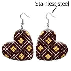 10 styles love resin Color checker pattern stainless steel Painted Heart earrings