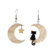Acrylic cat moon star earrings