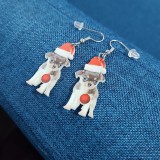 Acrylic Christmas Santa Claus Chihuahua Christmas hat kitten bell elk Christmas tree earrings