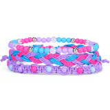 Three-piece hand-woven wax string bracelet color beaded bohemian bracelet set