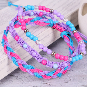 Three-piece hand-woven wax string bracelet color beaded bohemian bracelet set