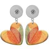 10 styles love resin Colored leaves pattern  Painted Heart earrings fit 20MM Snaps button jewelry wholesale