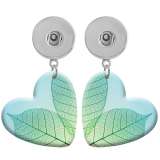 10 styles love resin Colored leaves pattern  Painted Heart earrings fit 20MM Snaps button jewelry wholesale