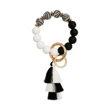 Cow zebra leopard silicone bracelet key ring tassel wrist key ring