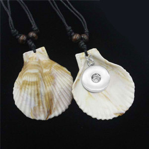 Acrylic imitation shell scallop resin necklace pendant fit 18MM Snaps button jewelry wholesale