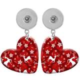 10 styles love resin snowflake Christmas pattern  Painted Heart earrings fit 20MM Snaps button jewelry wholesale