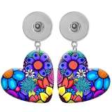 10 styles love resin Pretty Flower pattern  Painted Heart earrings fit 20MM Snaps button jewelry wholesale