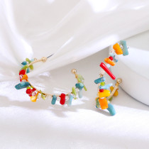 Natural stone colored gravel rice beads handmade beaded earrings