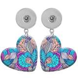 10 styles love resin Bohemia  pattern  Painted Heart earrings fit 20MM Snaps button jewelry wholesale