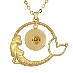 Seahorse Mermaid Shell Metal Pendant 60CM Necklace fit 20MM Snaps button jewelry wholesale