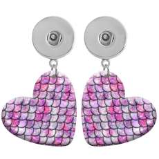 10 styles love resin Colored fish scales  pattern Painted Heart earrings fit 20MM Snaps button jewelry wholesale