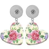 10 styles love resin Flower pattern  Painted Heart earrings fit 20MM Snaps button jewelry wholesale