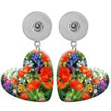 10 styles love resin Pretty  Flower pattern  Painted Heart earrings fit 20MM Snaps button jewelry wholesale