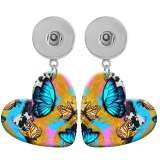 10 styles love resin  Flower Butterfly  pattern  Painted Heart earrings fit 20MM Snaps button jewelry wholesale
