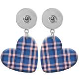 10 styles love resin Cloth plaid pattern  Painted Heart earrings fit 20MM Snaps button jewelry wholesale