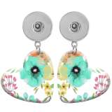 10 styles love resin sunflower Flower pattern  Painted Heart earrings fit 20MM Snaps button jewelry wholesale