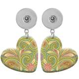 10 styles love resin Bohemia pattern  Painted Heart earrings fit 20MM Snaps button jewelry wholesale