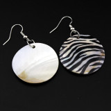 Shell Necklace Earrings Set Round Zebra Print Necklace Earrings Two Piece Set