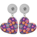 10 styles love resin Bohemia pattern  Painted Heart earrings fit 20MM Snaps button jewelry wholesale