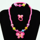 Children's Resin Necklace Bracelet Four Piece Set Ring Earrings Girls' Plastic Flower Set