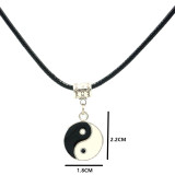 Tai Chi Yin Yang Dropping Oil Necklace Earrings Two Piece Set