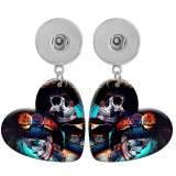 10 styles love resin Halloween skull girl  pattern  Painted Heart earrings fit 20MM Snaps button jewelry wholesale